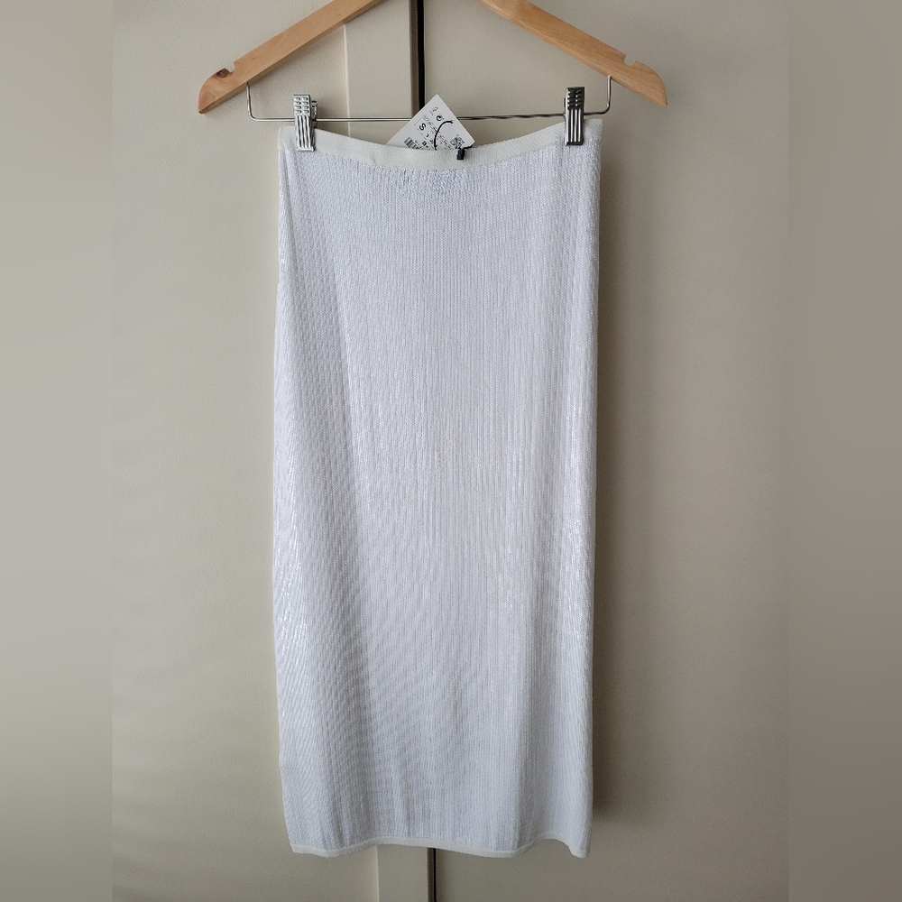 Zara Limited Edition Sequin Midi Skirt S White Christmas